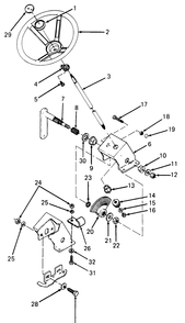 Steering Diagram and Parts List for 1015 126001-207400-130200100-131200D100-138200100-139200100 Cub Cadet Lawn Tractor